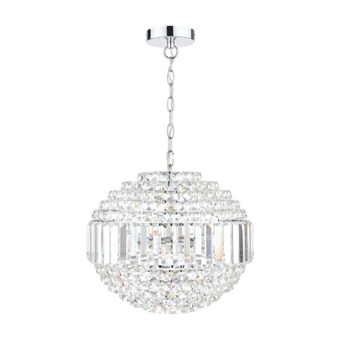Laura Ashley Vienna Crystal 5 Light Orb, 3 Light Chrome Sphere Chandelier With Crystals Belt