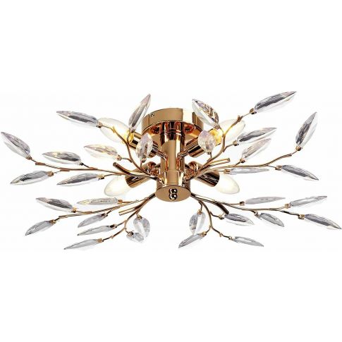 Semi Flush Willow 4 Arm Ceiling Light Fitting Polished Chrome Leaves Chandelier 