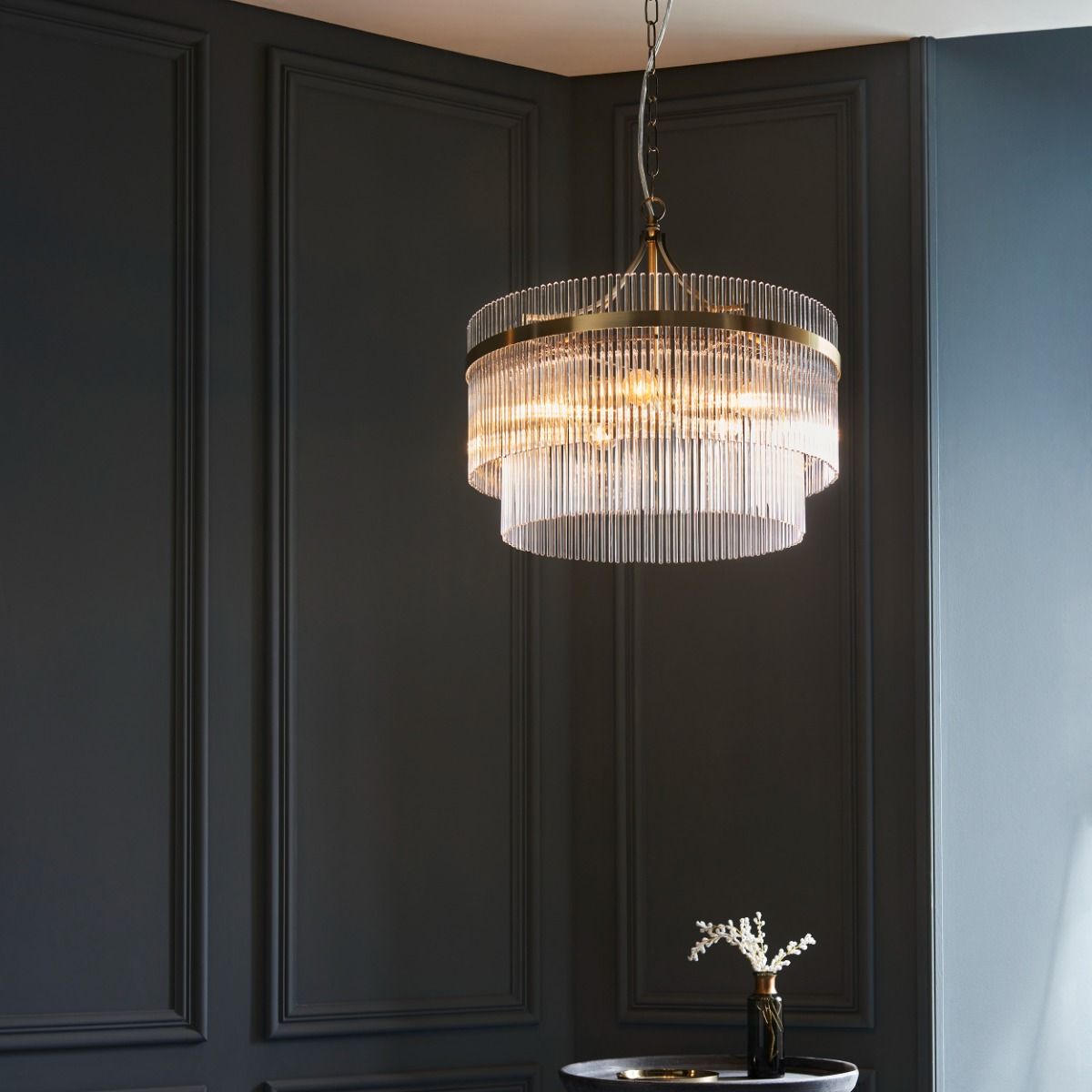 Marietta Glass Rod Ceiling Light Endon Marietta 104112 Nickel Clear Glass Light Ceiling