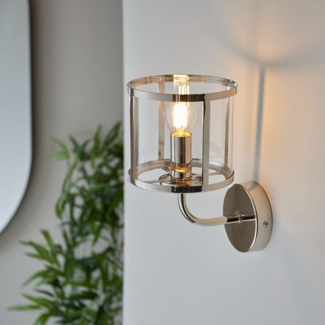 Endon 106003 Hopton Wall Light In Bright Nickel Finish With Clear Glass