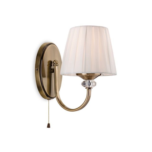 Firstlight 4861AB Langham One Light Wall Light In Antique Brass With Pleated Cream Shade