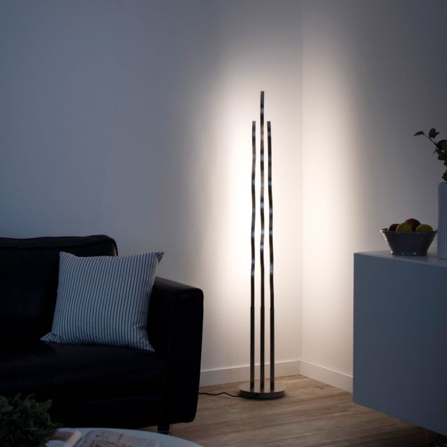 Wave Dimmable 3 Light LED Floor Lamp in Steel  Finish 15127-55