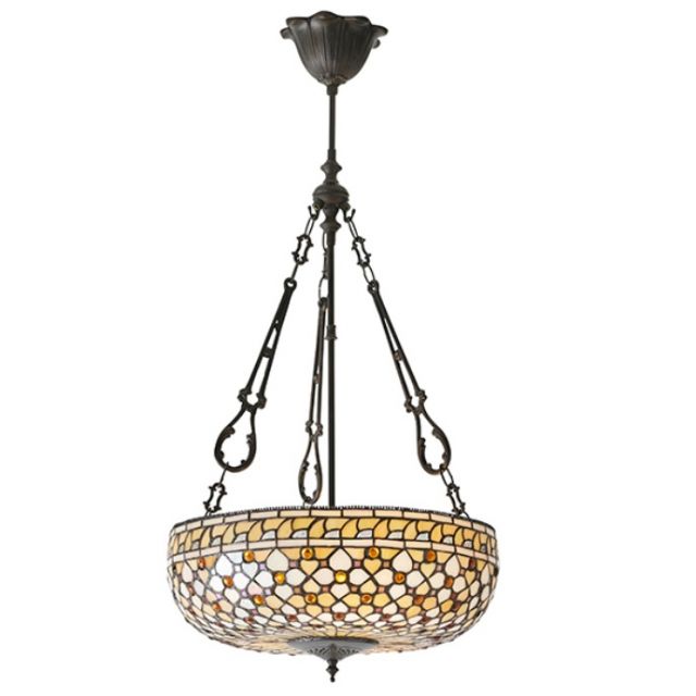 Interiors 1900 64277 Mille Feux Tiffany 3 Light Inverted Ceiling Pendant Light