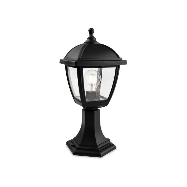 Firstlight 2817BK Palma Outdoor Pedestal Lantern In Black Resin Finish IP44 