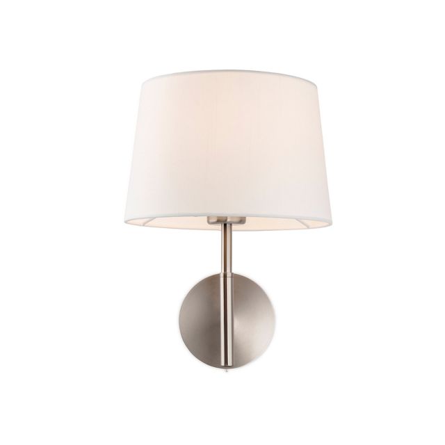 Firstlight 2879BS Seymour 1 Light Switched Wall Light In Brushed Steel Finish With Cream Shade