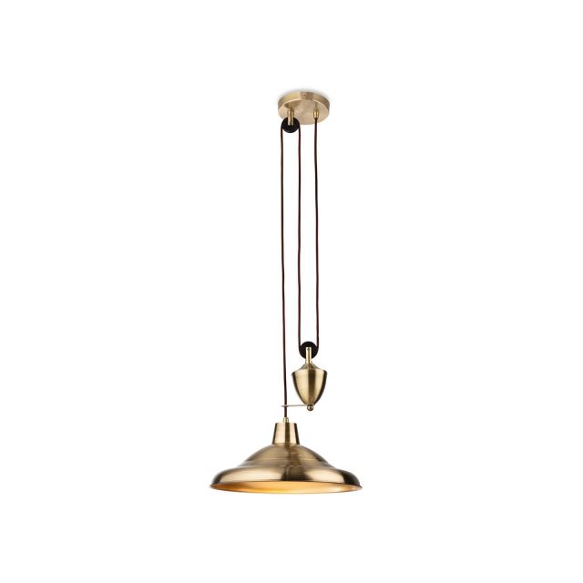 Firstlight 2928AB Suffolk 1 Light Rise And Fall Ceiling Pendant Light In Antique Brass Finish