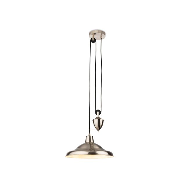 Firstlight 2928BS Suffolk 1 Light Rise And Fall Ceiling Pendant Light In Brushed Steel Finish