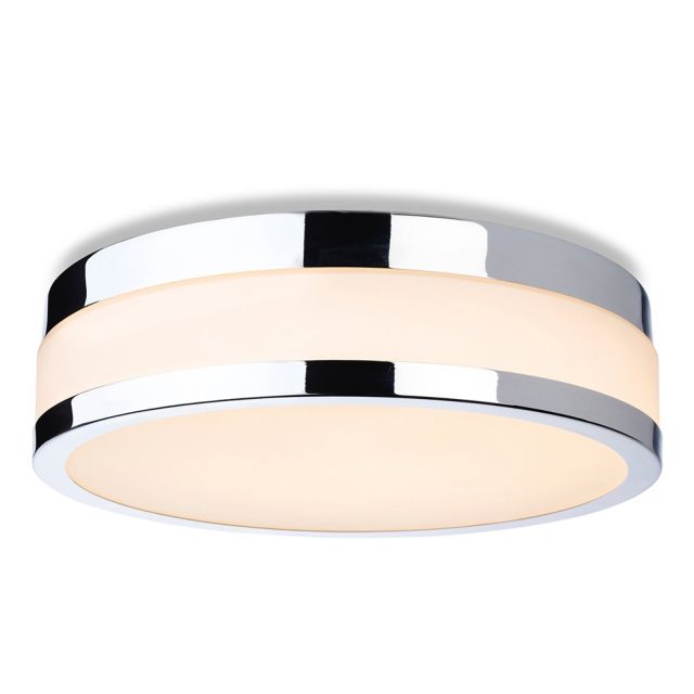 Firstlight 2937CH Marnie LED Medium Flush Ceiling Light In Chrome Finish With Opal Glass IP44