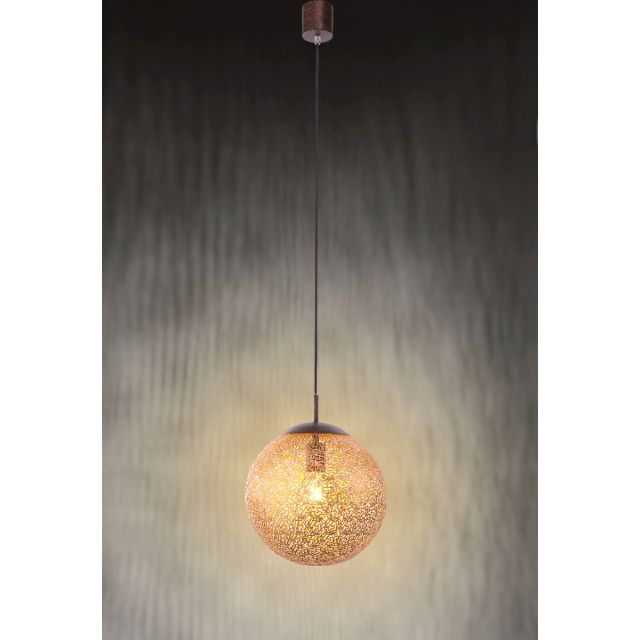Greta Single Small Ceiling Pendant Light In Rust Finish With Gold Shade 2420-48
