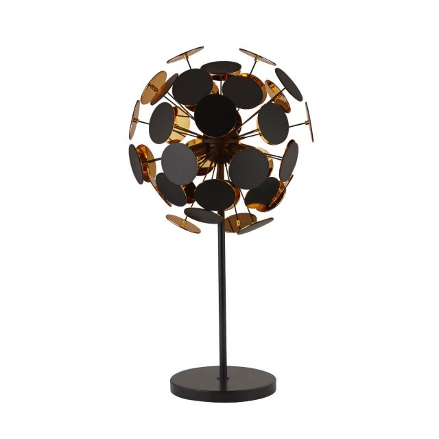 Searchlight Modern Disc 3 Light Table Lamp In Black And Gold
