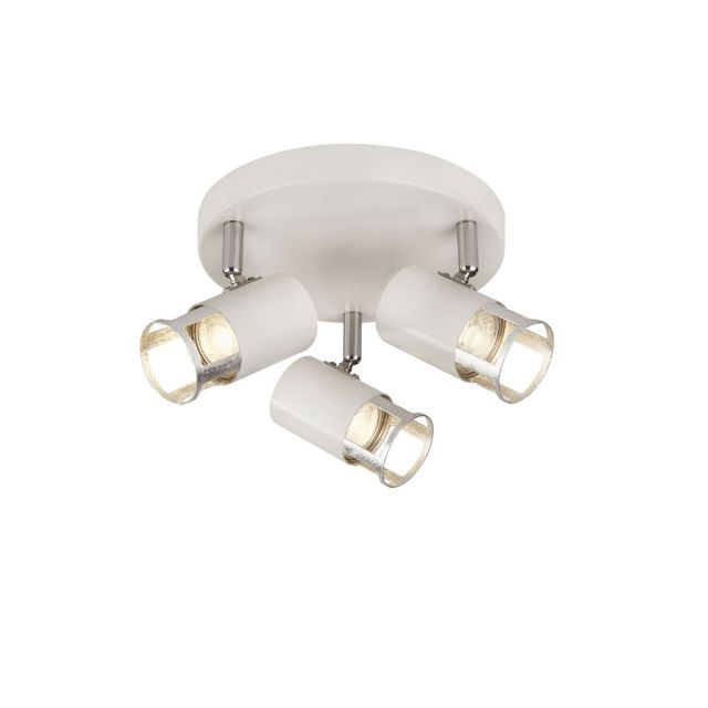 3483-3WSI Laser 3 Light Linear Spotlight In White And Silver Leaf