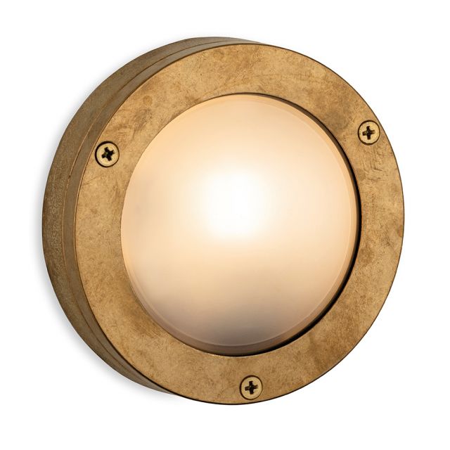 Firstlight 3852BR Nautic Outdoor Solid Brass Small Bulkhead Light with Frosted Glass IP64