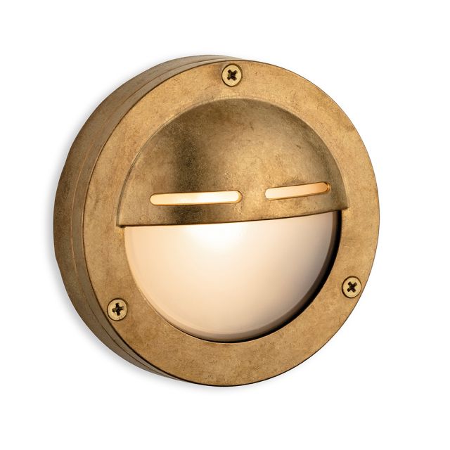 Firstlight 3853BR Nautic Outdoor Solid Brass Small Ship Style Bulkhead with Frosted Glass IP64