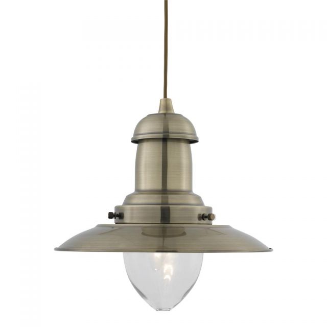 Searchlight 4301AB Large Fisherman Ceiling Pendant In Antique Brass