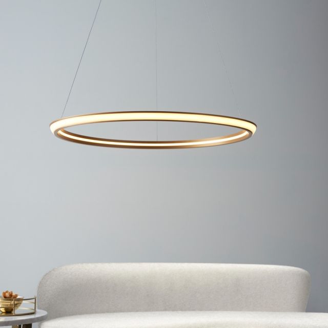 Circle LED Ceiling Pendant Light In Satin Gold Finish