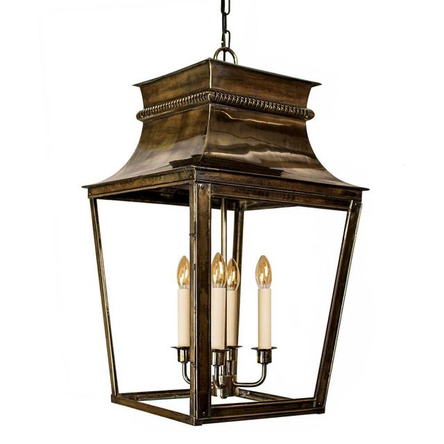 512AAAB Parisienne Extra Large Hanging Lantern In Antique Brass - H: 750mm