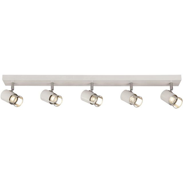 3485-5WSI Laser 5 Light Linear Spotlight In White And Silver Leaf