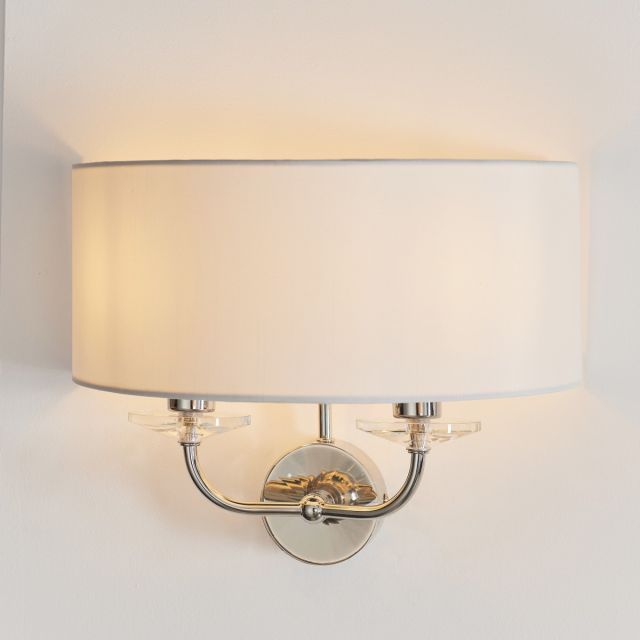 Endon 60180 Nixon Wall Light in Nickel with White Silk Shade