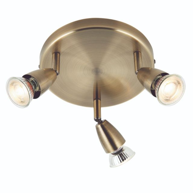 Saxby Lighting 60997 Amalfi 3 Light Plate Ceiling Spotlight in Antique Brass Finish