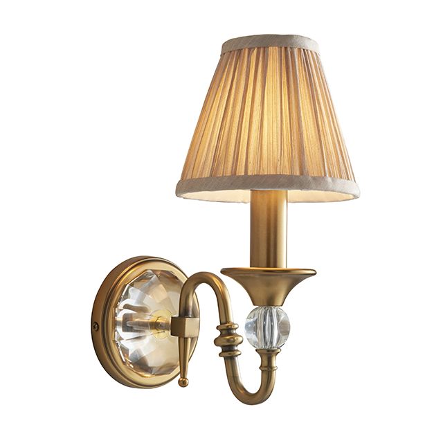 Interiors 1900 63598 Polina Antique Brass 1 Light Wall Light With Beige Shade In Brass