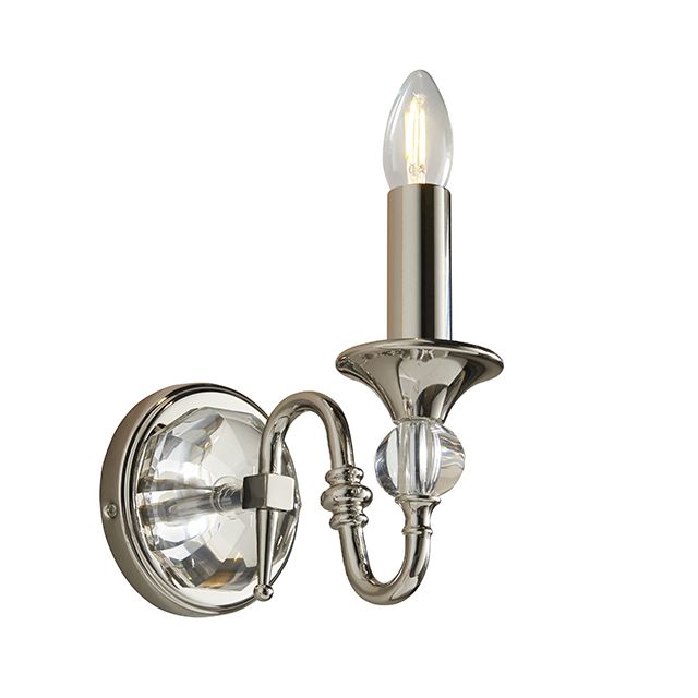 Interiors 1900 LX124W1N Polina Nickel Single Wall Light In Polished Nickel - Fitting Only
