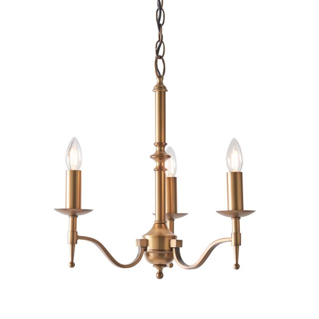 Interiors 1900 CA1P3B Stanford 3 Light Ceiling Pendant Light In Brass - Fitting Only