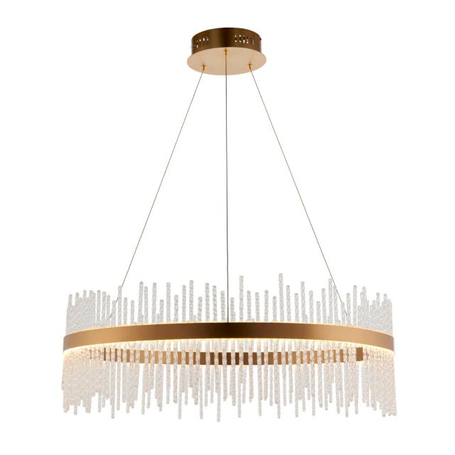 Tivoli Brushed Gold Ceiling Pendant with Glass Crystal Rods