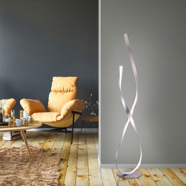 Linda Dimmable LED Floor Lamp In Steel Finish 720-55
