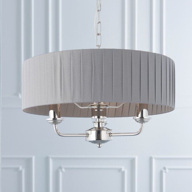 Endon Lighting 94394 Highclere 3 Light Ceiling Pendant In Nickel And Charcoal