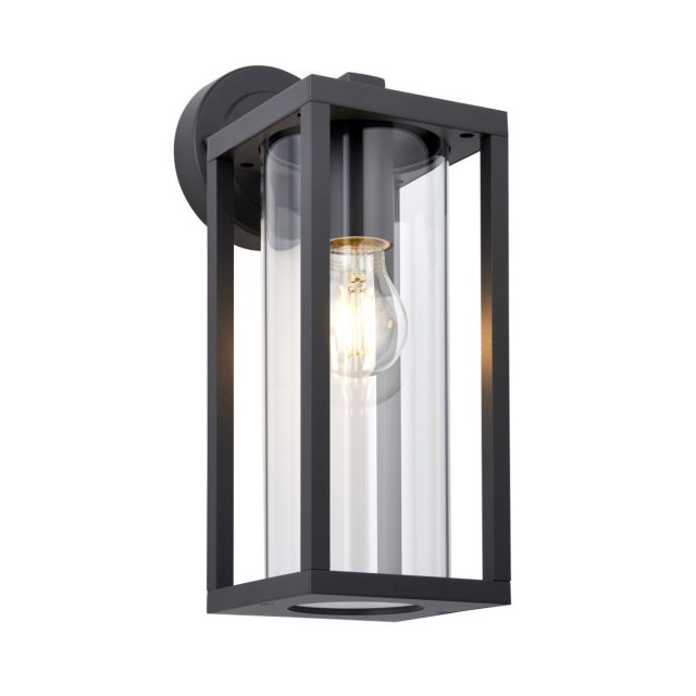 Endon 96917 Hamden Outdoor Wall Light In Black Finish With Clear Glass Shade IP44