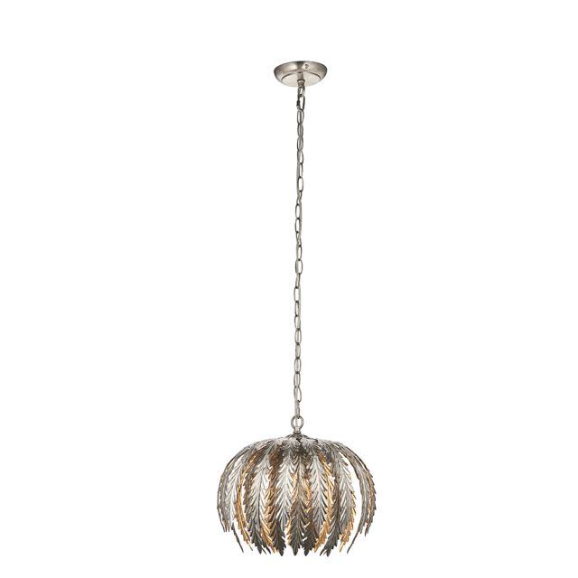 Endon Delphine 98044 Small Ceiling Pendant Light In Silver Paint