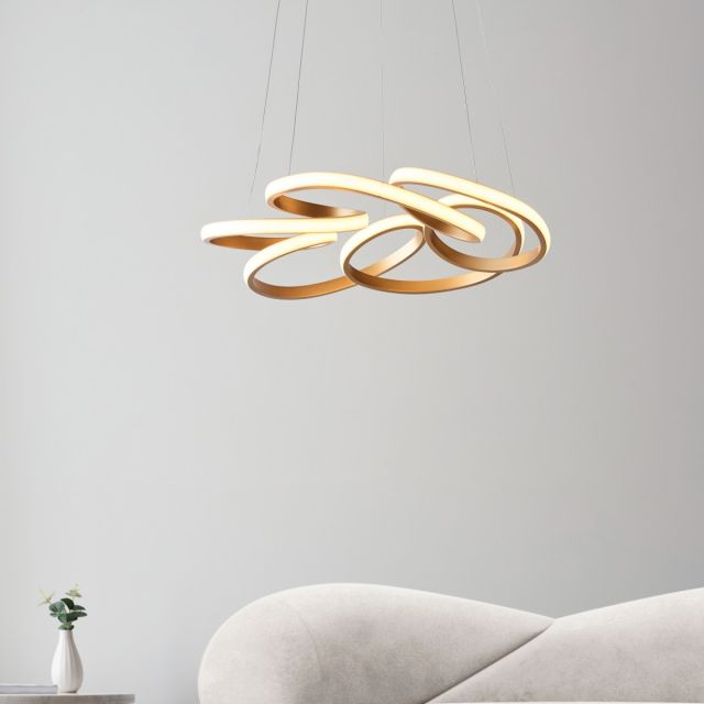 Spiral LED Ceiling Pendant Light In Satin Gold Finish