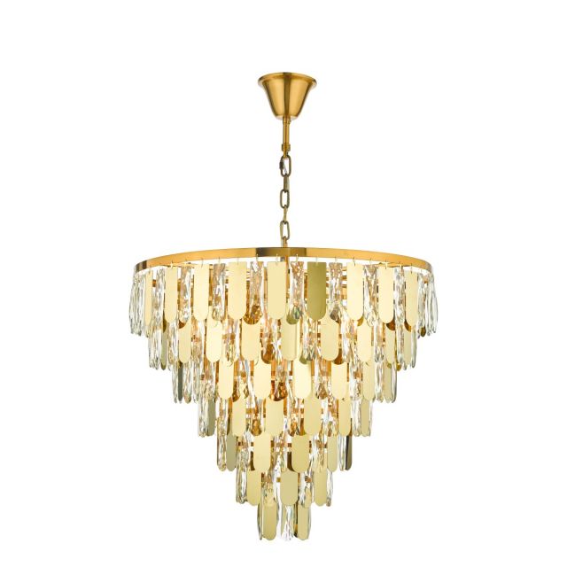 Dar Lighting Amira 12 Light Chandelier In Polished Gold With Crystal AMI1235