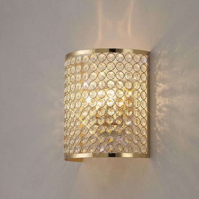 IL30759 Ava 2 Light French Gold & Crystal Wall Light