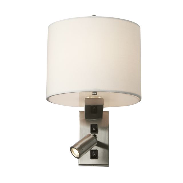 Elstead BELMONT-2W Belmont 2 Light Wall Light In Brushed Nickel With White Shade