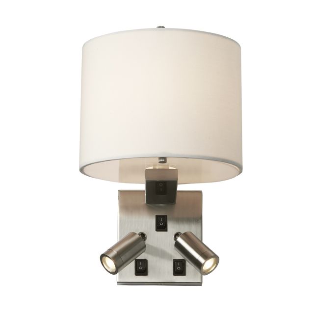 Elstead BELMONT-3W Belmont 3 Light Wall Light In Brushed Nickel With White Shade