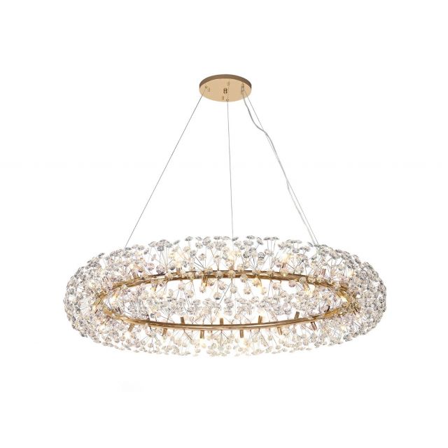 Fusion Pendant 36 Light in a French Gold Finish and Clear Crystal