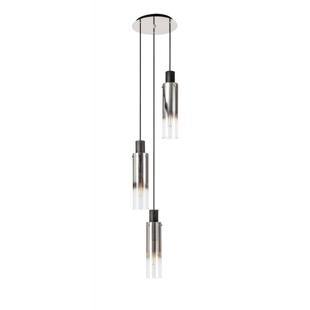 Fuse 3 Light Cluster Ceiling Pendant in Polished Chrome with Ombre Effect Glass