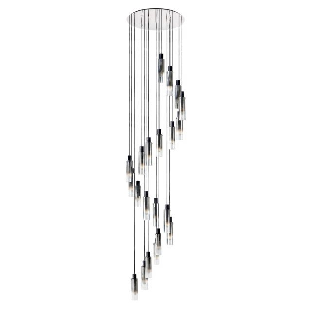 Fuse 21 Light Cluster Ceiling Pendant in Polished Chrome with Ombre Effect Glass