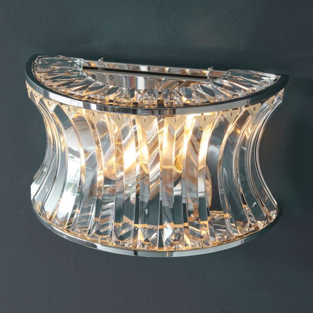 Crystal Wall Light With Concave Glass In Bright Nickel Finish