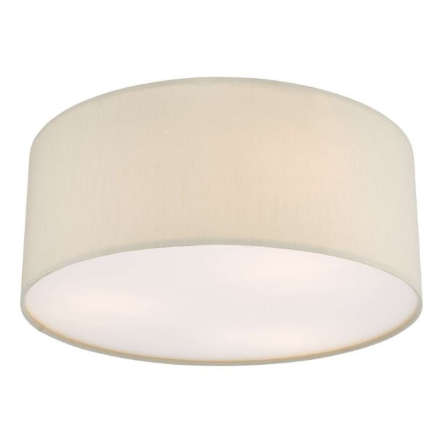 Dar Lighting Cierro 3 Light Flush Ceiling Light With Taupe Shade And White Diffuser 40 cm