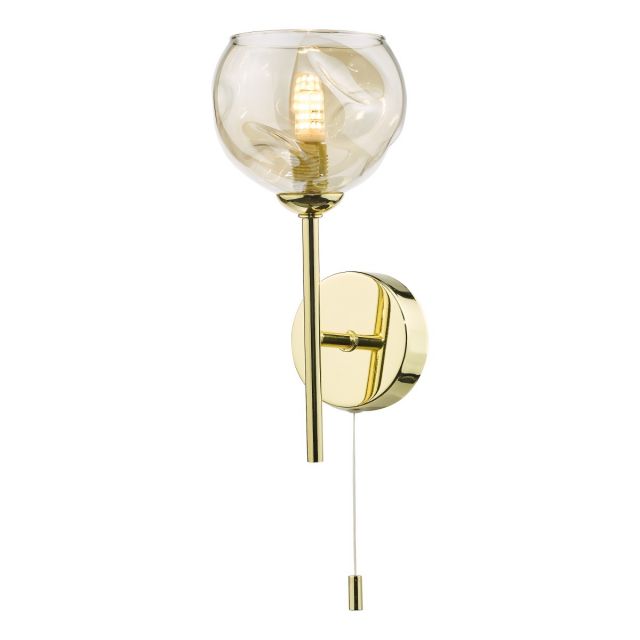 Dar Lighting Cohen Wall Light In Polished Gold Finish With Champagne Glass COH0735-16