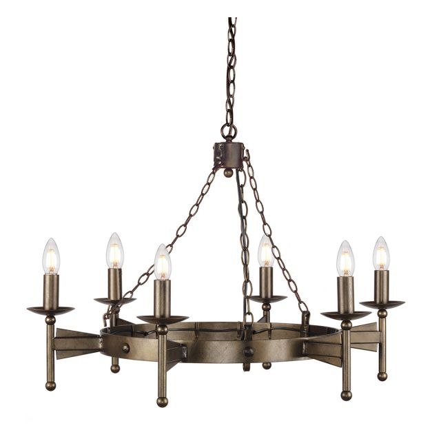 CW6 Cromwell 6 Light Wrought Iron Chandelier