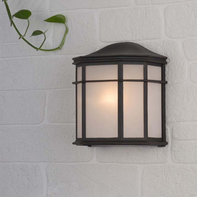 Dar DUL2122 Dulbecco One Light Outdoor Wall Lantern Light In Black With Acrylic Panels