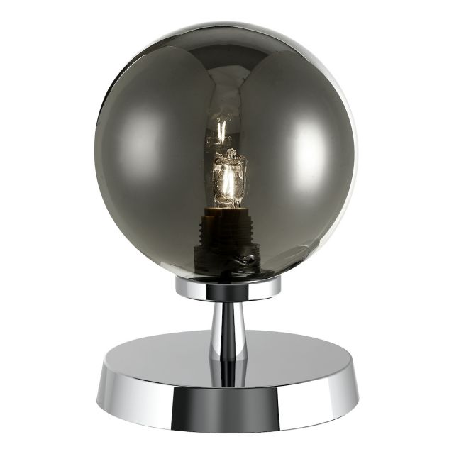 Dar Lighting ESB4150-01 Esben Touch Table Lamp In Polished Chrome With Smoked Glass