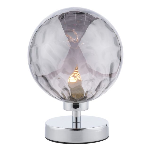 Dar Lighting Esben Table Lamp In Polished Chrome Finish With Smoked Dimpled Glass ESB4150-10