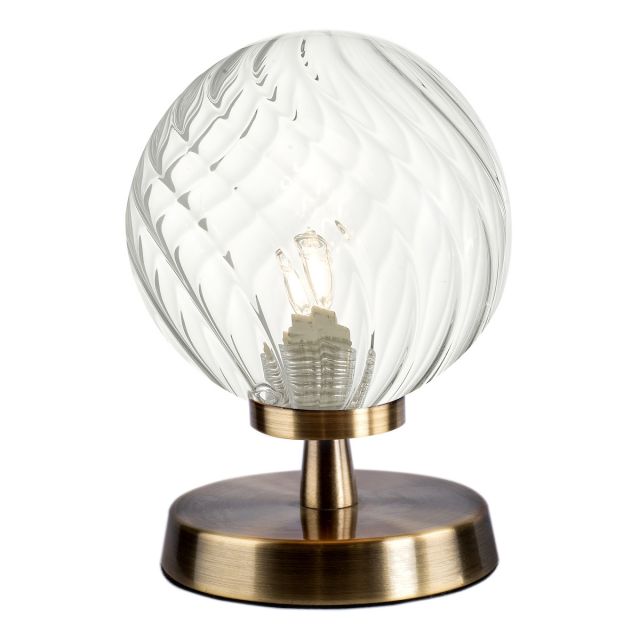 Dar Lighting ESB4175-03 Esben Touch Table Lamp Antique Brass With Twisted Glass