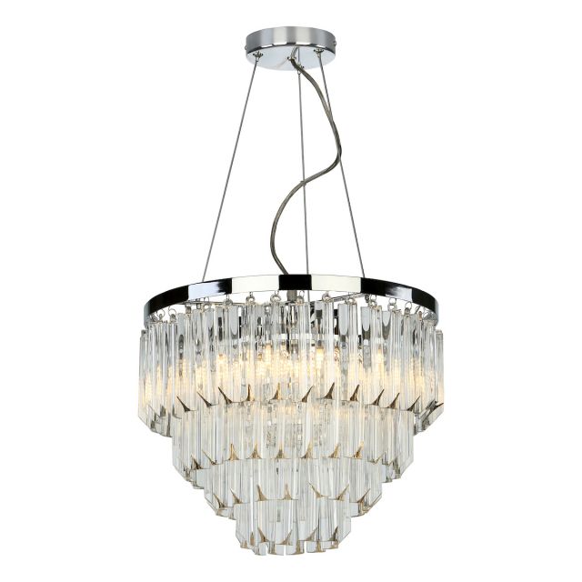 Dar Lighting FAM0538 Fame 5 Light Ceiling Pendant In Polished Chrome With Glass