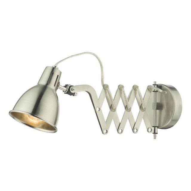 Dar Wisebuys Faxon Extendable Single Wall Light In Satin Chrome Finish 