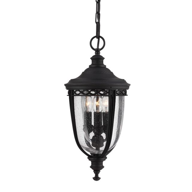 Elstead FE-EB8-M-BLK English Bridle 3 Light Medium Chain Lantern Ceiling Light In Black